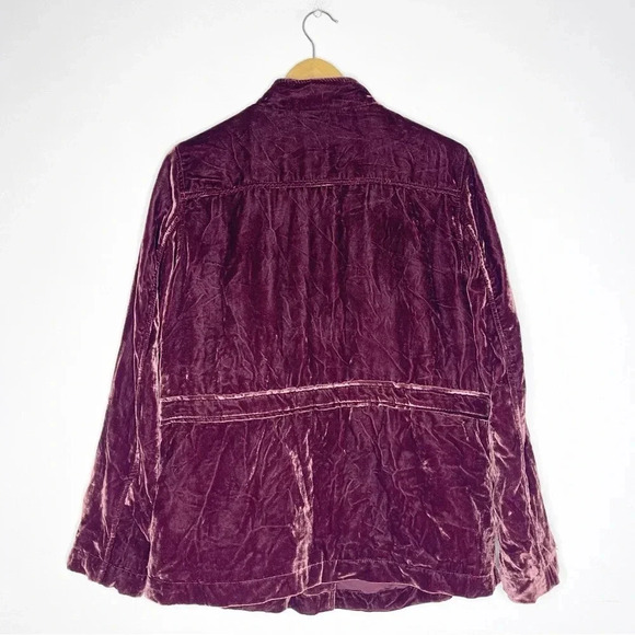 Loft Women's Burgundy Velvet Utility Jacket Size Medium - Picture 5 of 7